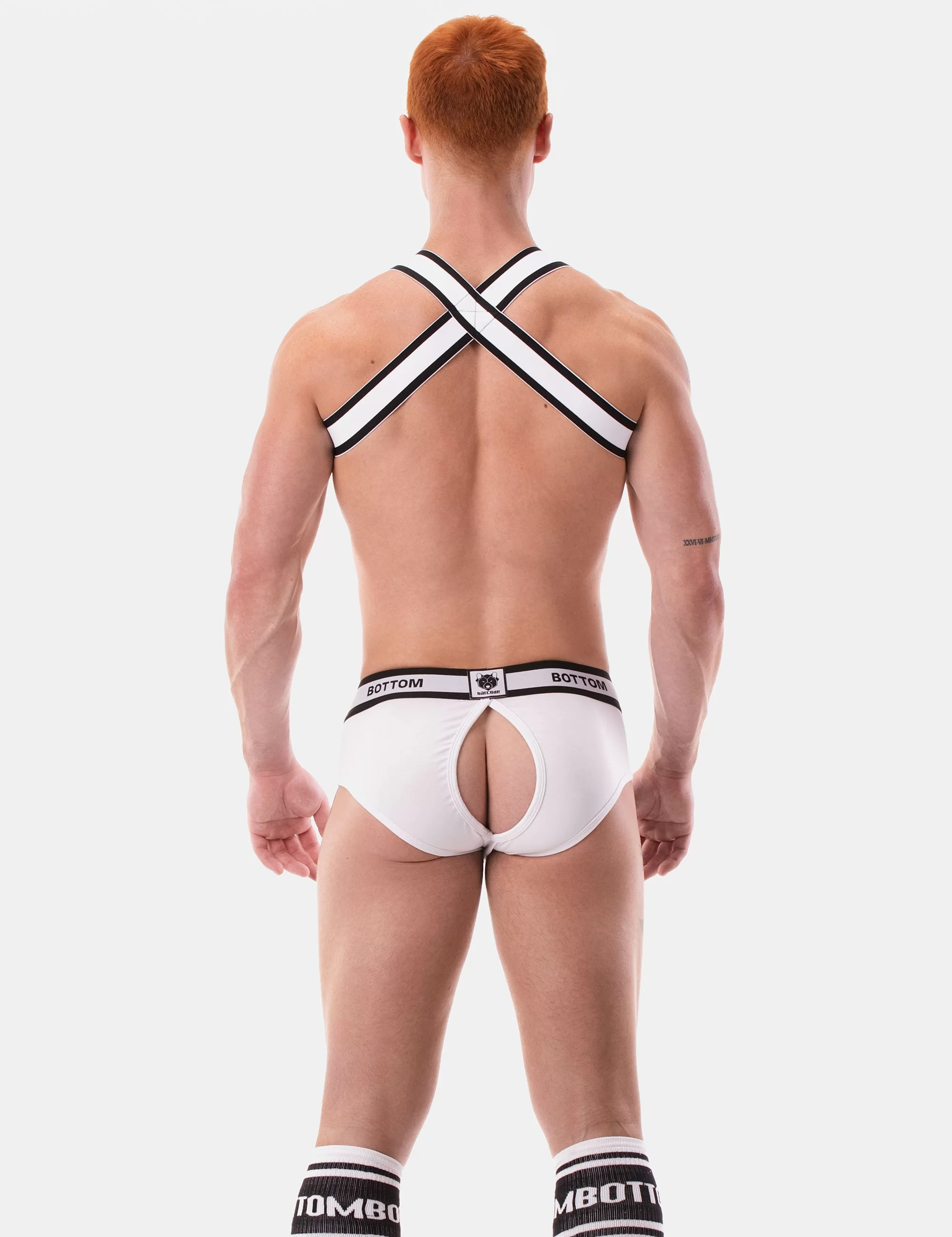 Backless Brief Bottom - White-Black