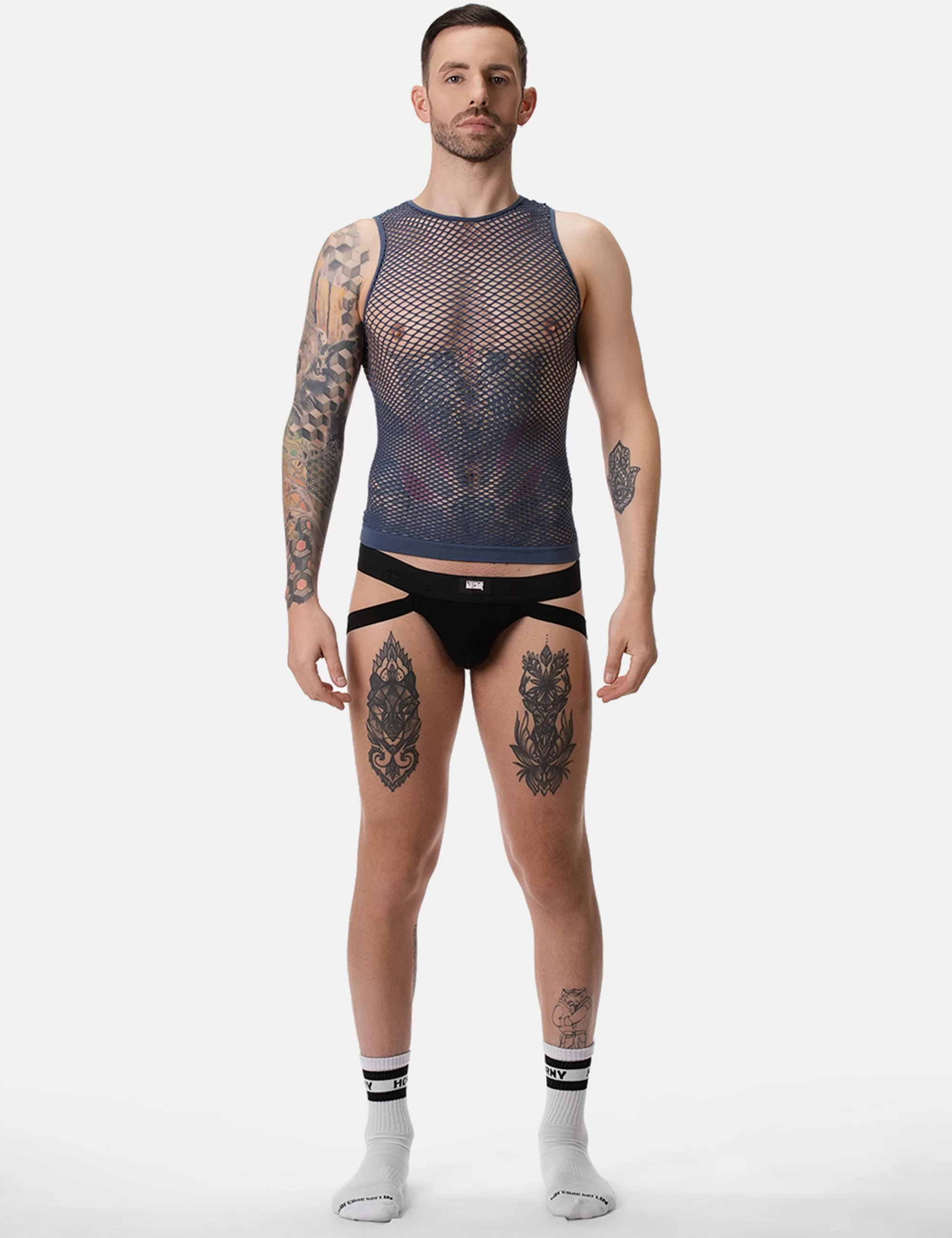 Fishnet Tank Top Stefano - Navy
