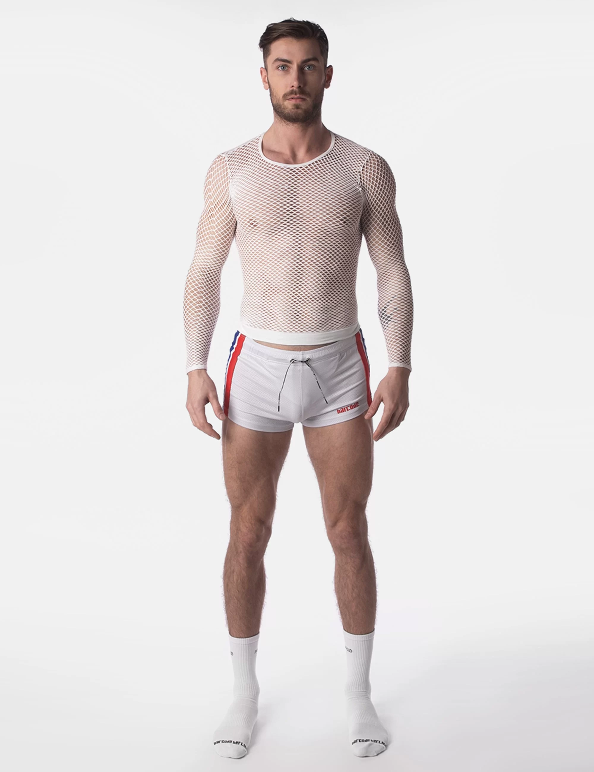 Fishnet Long Sleeve Capo - White