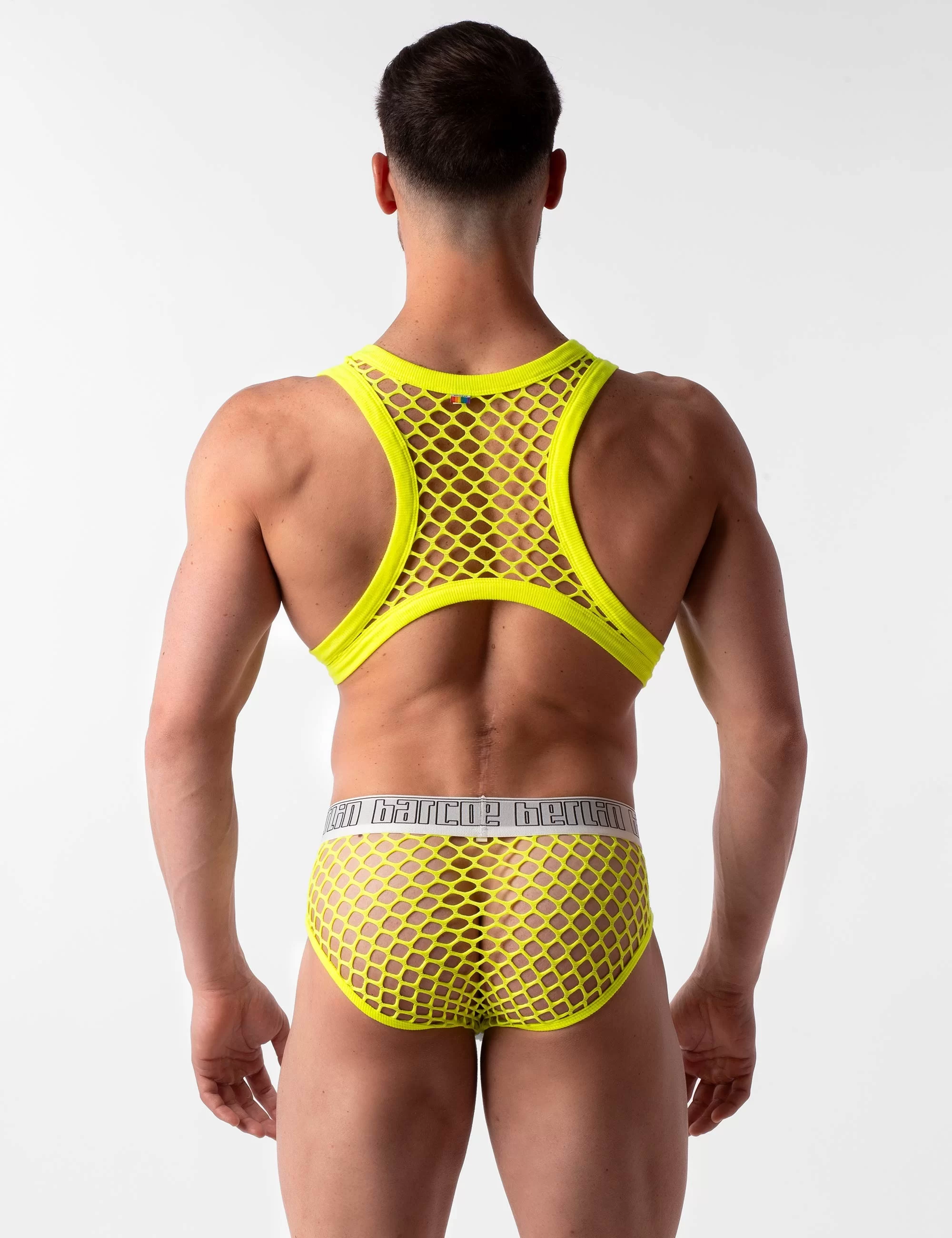 Mesh Brief Nursu - White-Neongreen Mesh Brief Nursu - White-Neongreen