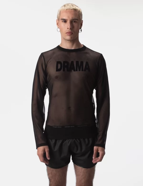 Mesh Long Sleeve Drama - Black