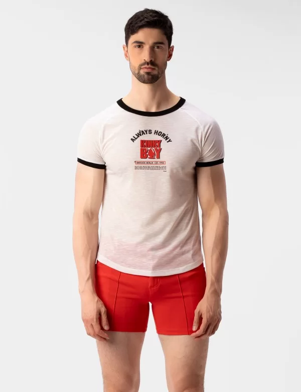 Raglan Tee Kinky Boy - White-Red-Black