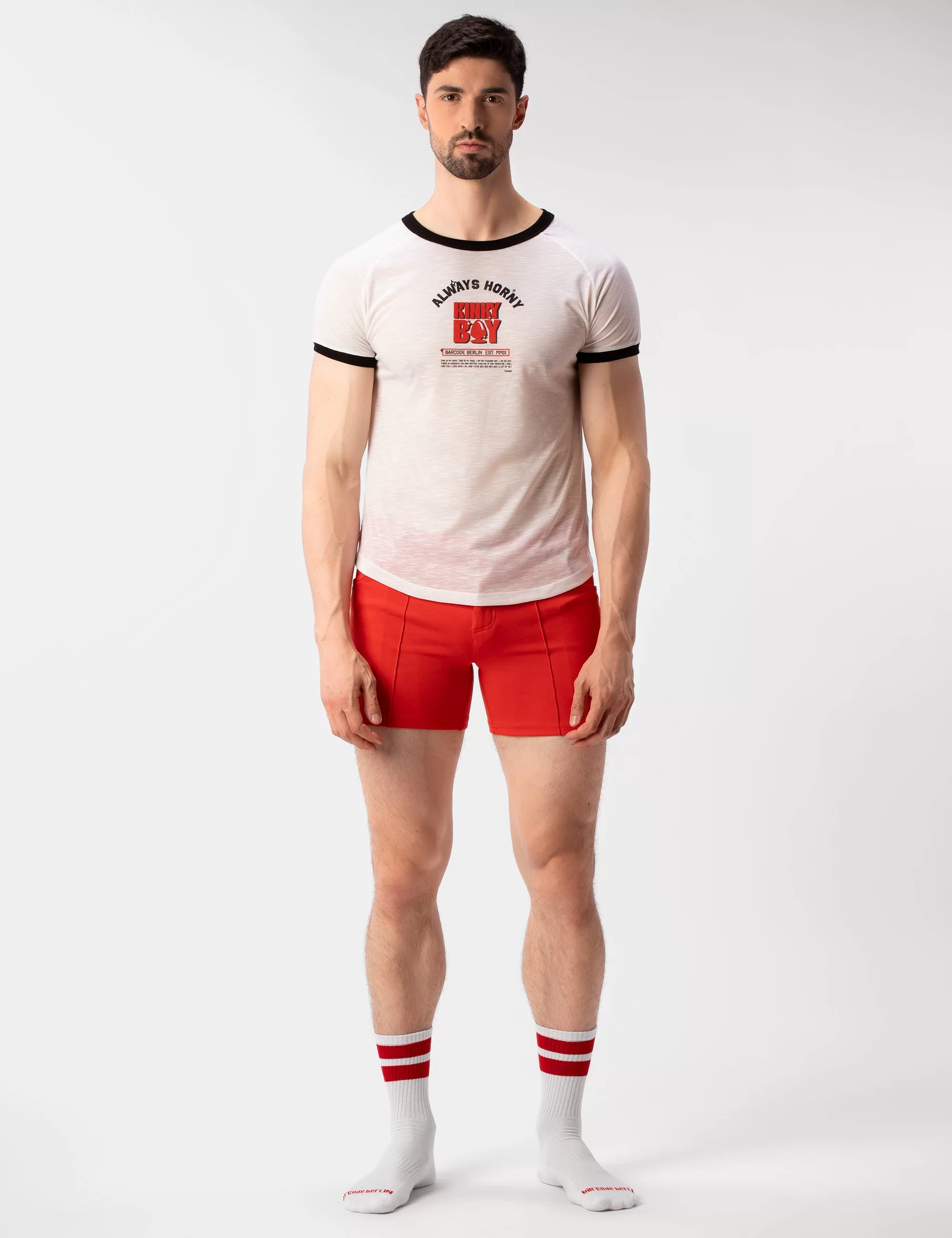 Raglan Tee Kinky Boy - White-Red-Black