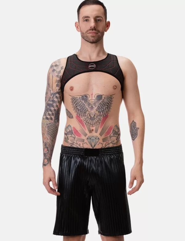 Pleated Leather Short Rub - Black