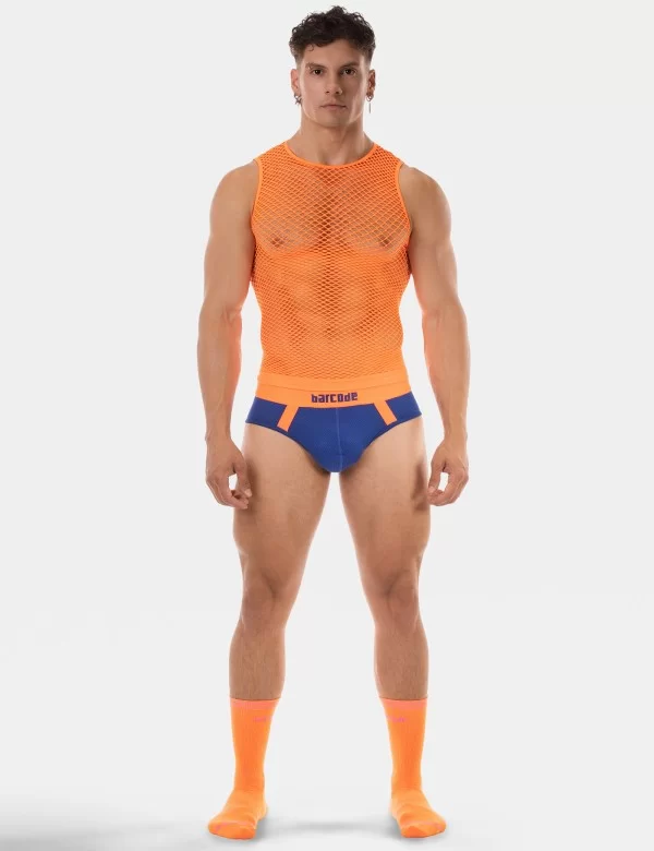 Fishnet Tank Top Stefano - Neonorange