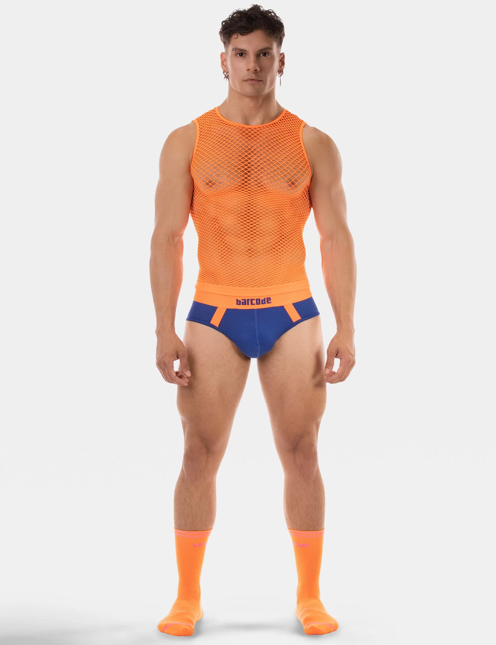 Fishnet Tank Top Stefano - Neonorange