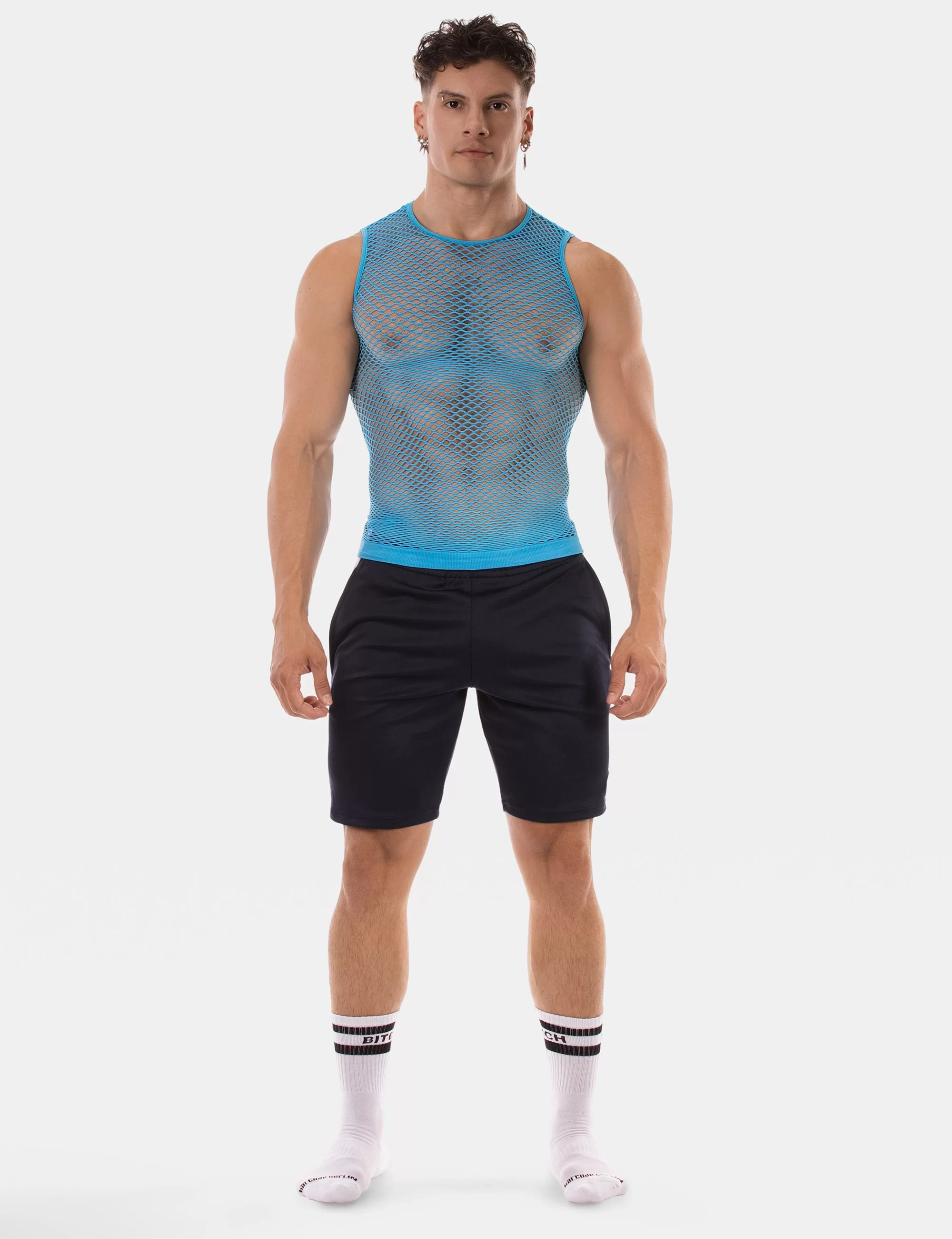 Fishnet Tank Top Stefano - Neonblue