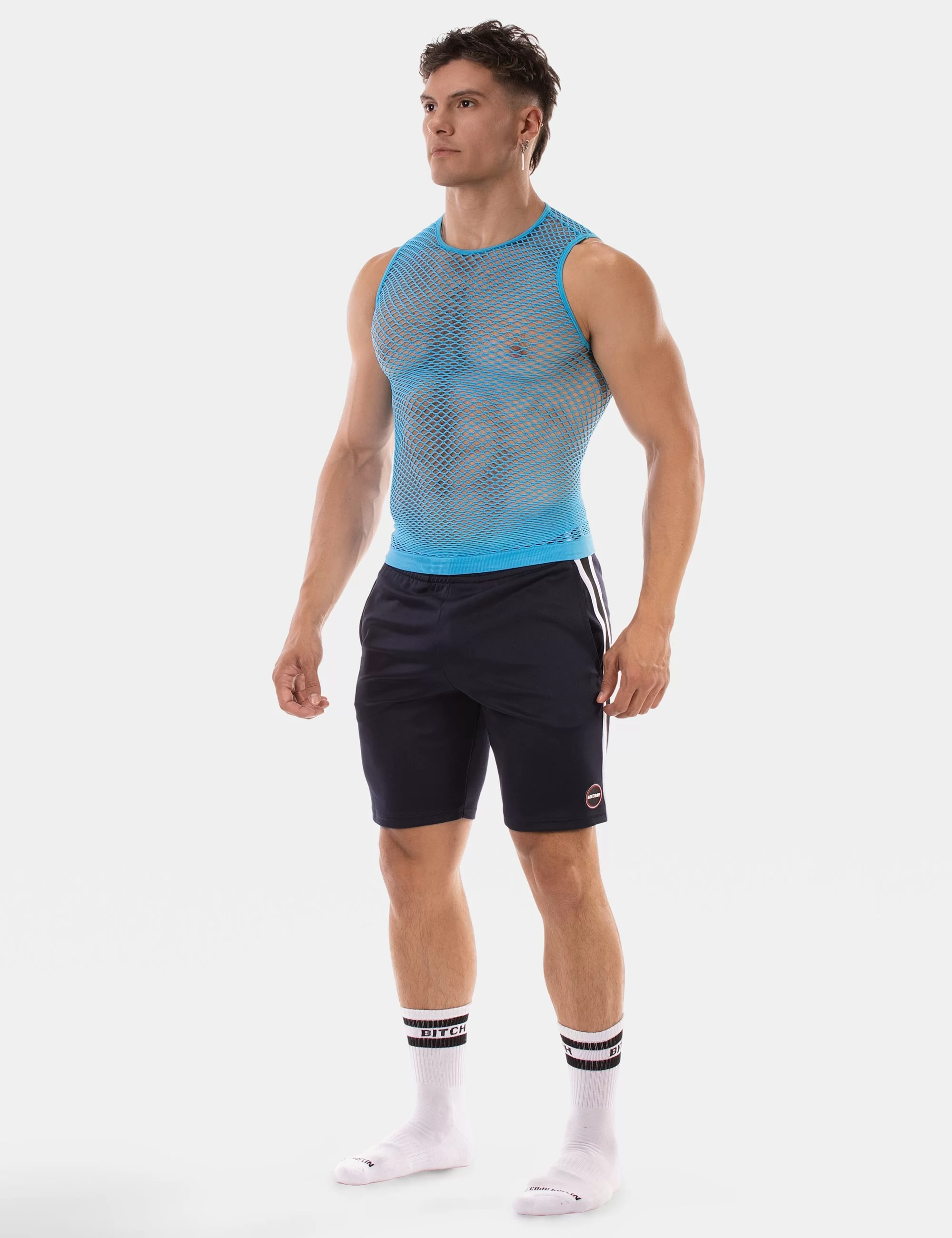 Fishnet Tank Top Stefano - Neonblue
