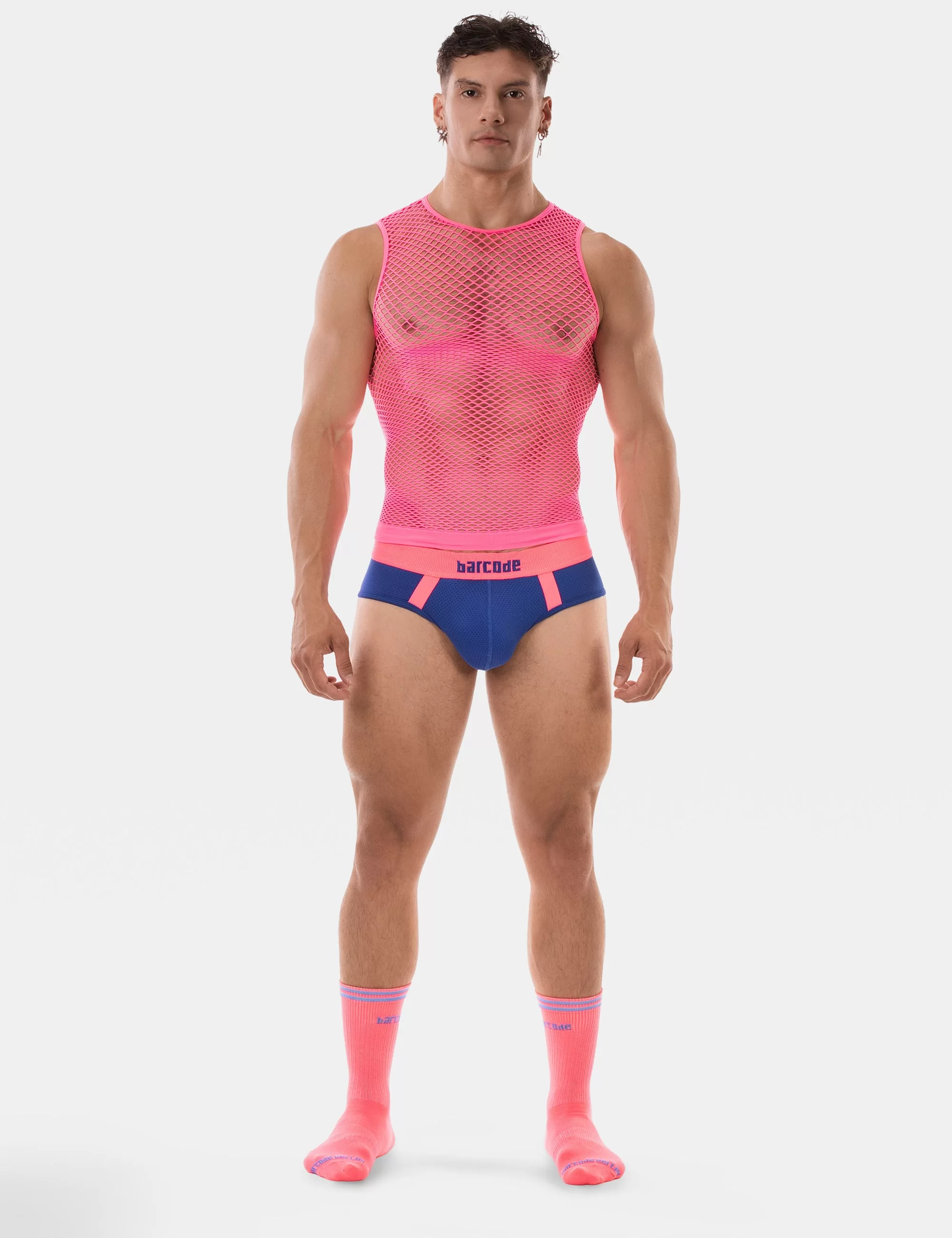 Fishnet Tank Top Stefano - Neonpink