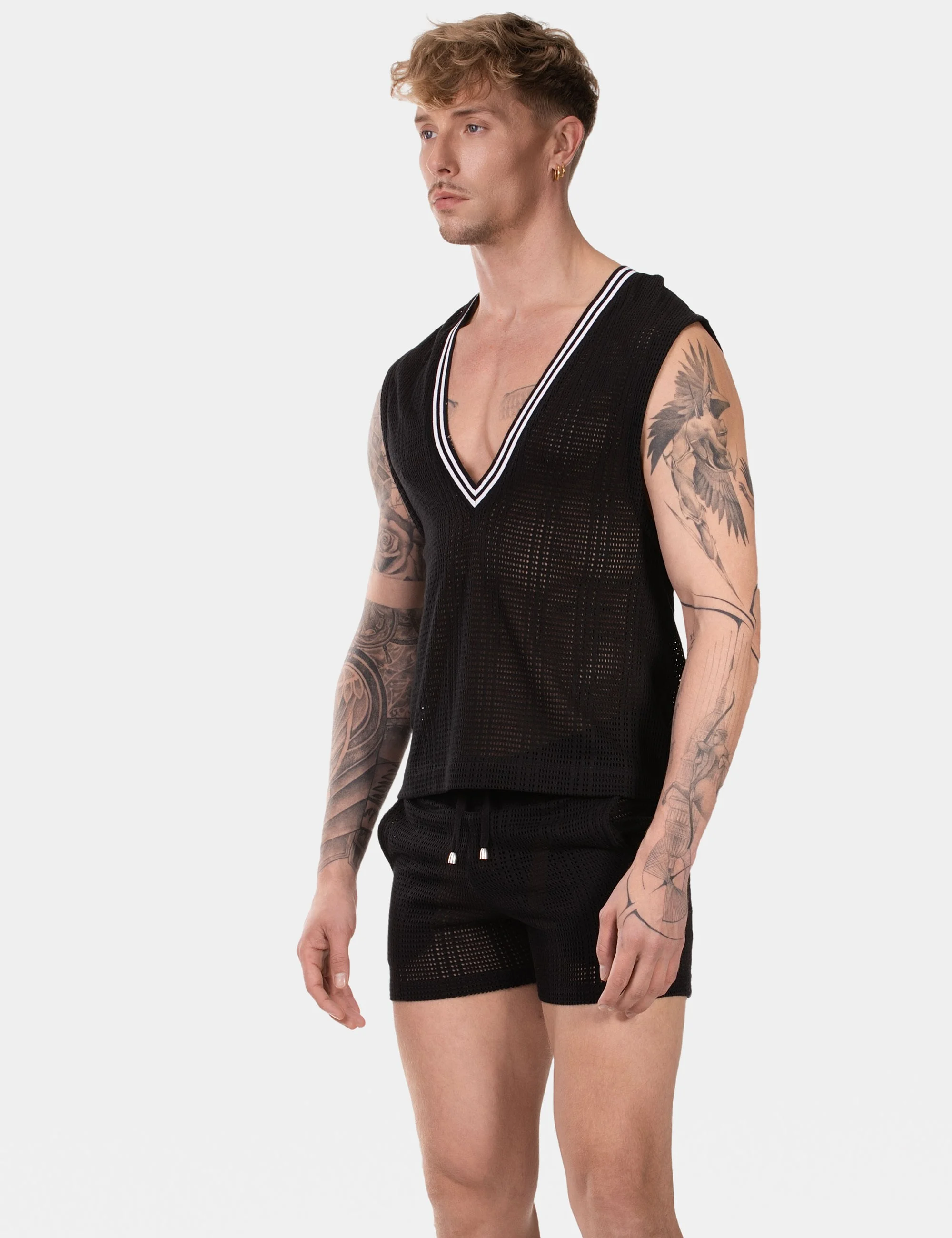 Sexy V-Neck Kevin - Black-White