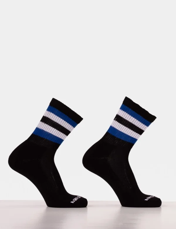 Half Fetish Socks Stripes - Black-Royal-White
