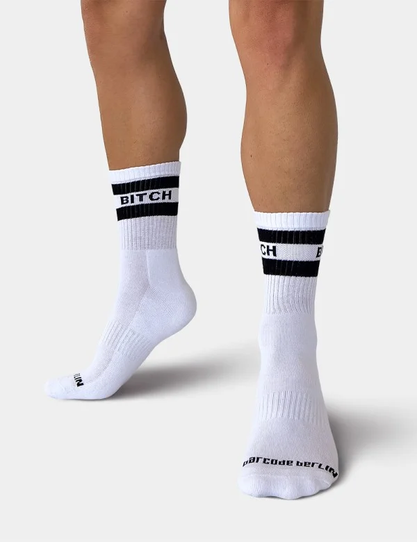 Fetish Half Socks Bitch - White-Black