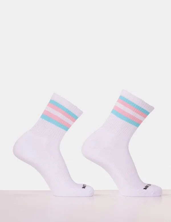 Half Fetish Trans Socks - Blue-White-Rose