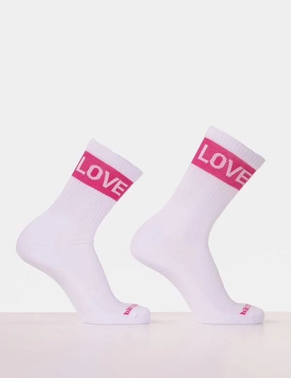 Fetish Half Socks Love - White-Pink