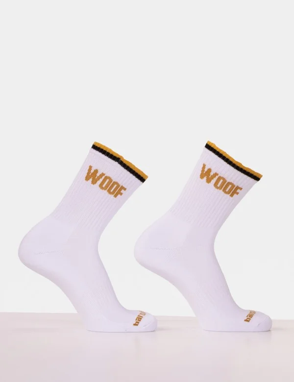 Fun Socks Woof - White-Gold-Black