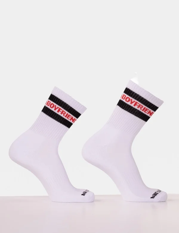 Fetish Half Socks Boyfriend - White-Black-Red