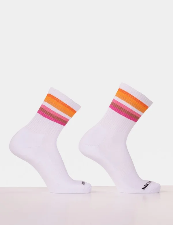 Half Fetish Lesbian Socks - Orange-White-Pink